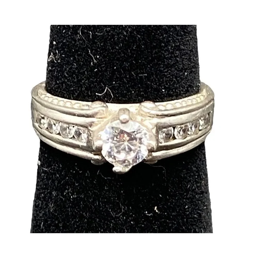 NF Chapal sterling silver 925 round CZ diamond engagement ring 6